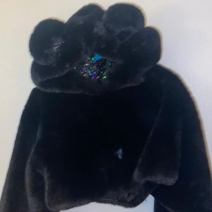 Dolls Kill Club Exx Black Luna Bear Crop Hoodie